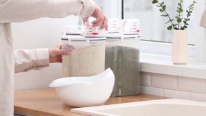 Home2U🏡 2.5L Airtight Kitchen Food Containers Storage Boxes Cereal Bean Rice Transparent Plastic Storage