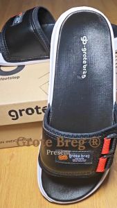 Grote Breg - Sandal Slip On Pria GB 88 TB Double Insole Hitam Sol Putih Anti Licin Tahan Air