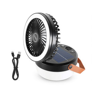 6000000LM Upgrade 3in1 Camping Fan Light 5200mAh Solar Rechargeable Hand Lamp Battery Powered & Portable Outdoor Camping Lantern