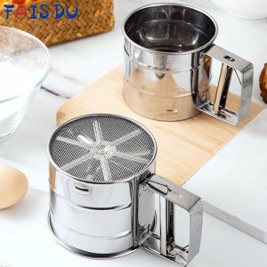 FAIS DU Stainless Steel Flour Sifter Double Layer Fine Mesh Baking Powder Sifter for Baking and Sieving