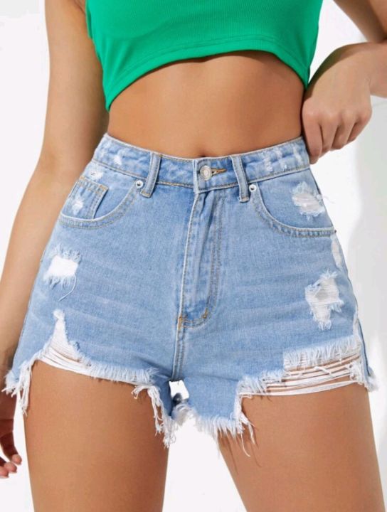 Women High Waist Ripped Denim Shorts Women Sexy Summer Torn Short Jeans For Women Ladies Skort