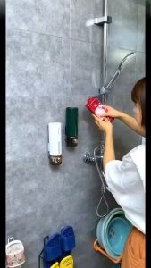 เครื่องจ่ายสบู่เหลวแบบไม่เจาะ เจลล้างมือติดผนัง เครื่องจ่ายแบบกด Home Hotel เจลอาบน้ำแชมพูกล่องติดผนัง