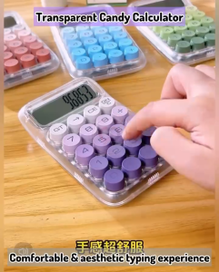 1pc Transparent Large Button Candy Calculator Screen Electronic 10 Digit Student Specific School Office Stationery