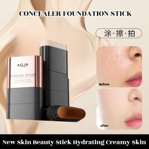 [Double End Foundation Stick] Foundation Stick with Brush Whiten Brighten Lightweight Natural Cover Spot Long-Lasting Sweatproof Waterproof No Makeup