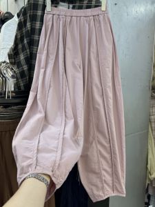 กางเกงลำลองผ้าฝ้ายซักแล้วสไตล์ย้อนยุคสำหรับผู้หญิง กางเกงขายาวทรงหลวมๆ สไตล์ศิลปะฤดูใบไม้ผลิและฤดูใบไม้ร่วง ทรงหลวมๆ สไตล์ลูกโป่ง กางเกงขายาวทรงหลวมๆ สำหรับผู้หญิง