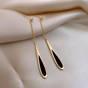 Simple Geometric Square Drop Earring For Women Korean Fashion Gold-color Line Long Tassel Dangle Earrings Party Jewelry Gift K-