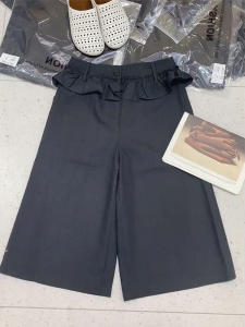 Fashionable Loose Wide Leg Casual Pants Womens High Waist Polyester Fiber Commute Style Pleated Edge Casual Trousers