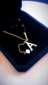 MiNiZi Kalung Titanium Huruf inisial Cube Panjang Anti Karat Anti Luntur Model Terbaru Gold Silver