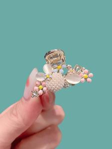 Exquisite Pearl Cats Eye Stone Hair Clip Womens Fashion Accessory Original Design Fresh out Hair Jewelry Side Clip