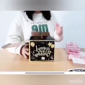 กล่องอั่งเปา ATM สุดสนุก - ดึงเงินออกมา ของขวัญเซอร์ไพรส์สุดสร้างสรรค์สำหรับงานปาร์ตี้วันเกิด - กล่องของขวัญธีมสีดำและสีทอง