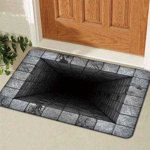 VIKAMA 3D Visual Trap Bathroom Floor Mat Absorbency Non-Slip Bathroom Door Mat Easy To Clean Kitchen Carpet Home Decoration