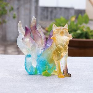 Chanyue Ancient French Glaze Handicraft Nine Tail Fox Desktop Accessories Small Living Room TV Cabinet Decoration Chinese Decoration