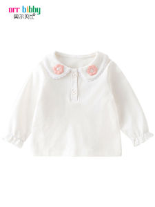 Áo Sơ Mi Cotton Dài Tay Cho Bé Gái Mùa Thu Áo Sơ Mi Trắng Cho Bé Gái Áo Sơ Mi Cotton Nguyên Chất Cổ Búp Bê Cho Bé Gái