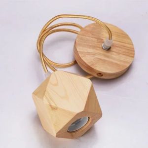 Modern Nordic Vintage Wood Table Lamp Base E27 Socket Holder Retro Night Light Lamp for Bedroom Living Room Decoration Bedside