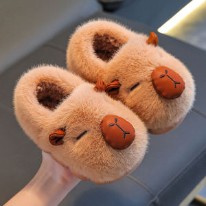 Cotton Slippers for Boys Winter Indoor Anti-Slip Middle Large Children with Heel Baby Cotton Slippers Cartoon Style EVA Material