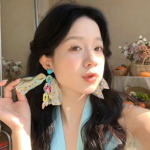 Dopamine Colored Beaded Sash Earrings Women Exaggerated Personality Holiday Style Beach Vacation Photo Shoot Ear Jewelry