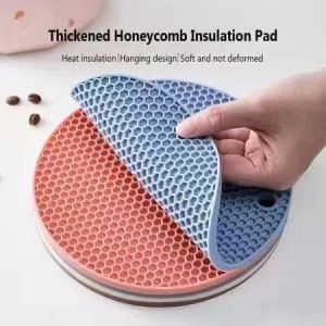 Round Insulation Rubber Mat Non-Slip Heat-Resistant Anti-Scalding Honeycomb