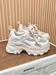 รองเท้าผ้าใบกันแดดแบบสวมสบายสำหรับผู้หญิง ทรงหัวมน ส้นกลาง สวมใส่สบาย ระบายอากาศได้ดี รองเท้าส้นหนาแบบลำลองสำหรับฤดูร้อน