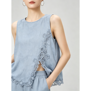 GULILI | Blue Sleeveless Top and Long Pants 2 Pieces Set