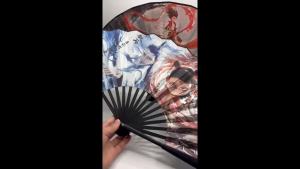 [5622 People Collection ] Nezha Folding Fan Nezha AO C Anime 10 Big Folding Fan-Inch Magic Boy Raw Silk Fans around the Sea Summer Gift