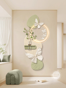 Modern Decorative Painting Water Cultivated Green Plant Entrance Hallway Decorative Artwork Butterflies Corridor Passage Wall Hanging