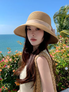 French Style Wide Brim Straw Hat Breathable Outdoor Travel Sun Protection Hat Hepburn Style Spring Summer New Arrival for Women
