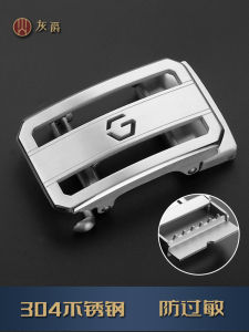 304 Pure Stainless Steel Men Belt Buckle Letter ZG Waistband Buckle Cut Out Anti-Allergy Trouser Belt Lead 3.5 Automatic Buckle