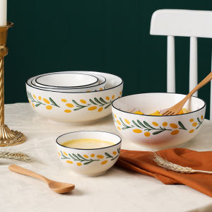 ชามเซรามิกชามขนาดใหญ่ชามซุปชามก๋วยเตี๋ยวชามสลัดชามข้าวใช้ในบ้านแบบเรียบง่ายชุดรับประทานอาหารเซรามิกสไตล์นอร์ดิกชามข้าวไซส์ใหญ่