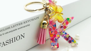 Fashion Initial Letter Keychains with Tassel Butterfly Pendant For Car Handbags Backpack Key Ring