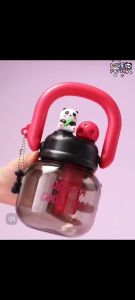 800ML Cute Panda Large Capacity Portable Water Bottle With Straw Bpa Free 可爱熊猫布丁杯大手提