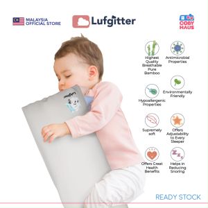 LUFGITTER Baby Bolster Breathable Bamboo Kids Sleep Dream Hugging Pillow Anti Allergy Baby Pillow (Pillow + Cover - 6 Designs) S M L XL