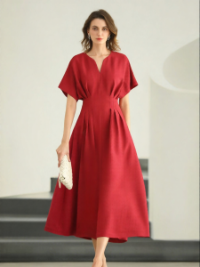 COCOBELLA | Red Cinched Waist Maxi Dress Summer Elegance