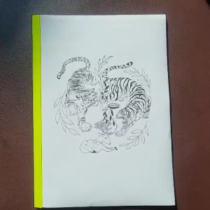 แบบสักลายเสือ เทดทูรอยสัก 1 ชุด 40 แผ่น (ไม่ใช่สติ๊กเกอร์) กระดาษขนาด A4