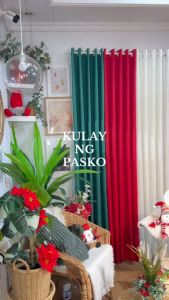 NON-BLOCKOUT Per Pc!! Christmas Green - Christmas Red Modern Home Grommet Curtains 10rings 5-9FT