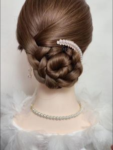 Elegant Pearl Rhinestone Hair Clip Womens Back of Head Bun Hair Styling Tool Hair Comb Hair Accessory Hair Card