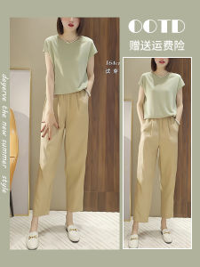 Elegant Commuter Style Summer Outfit Two-Piece Set Fashionable Casual Sophisticated Ensemble Short Sleeve Midi Dress