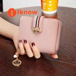 Tôi Biết thời trang Nữ Ví có dây kéo ngắn 2025 Phong Cách Mới-Nhiều khe cắm thẻ đồ đựng thẻ sinh viên Ví đựng xu Ví da