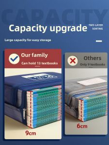 MONLEYTA | Zippered Handheld Double Layer Large Capacity Subject Classification Bag For Middle And High School Students Homework Storage Bag