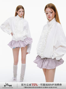 JIKOO UPF50+ Womens Loose Sun Protection Outerwear Floral Lace Splicing Street Style Long Sleeve Zipper Closure Solid Color