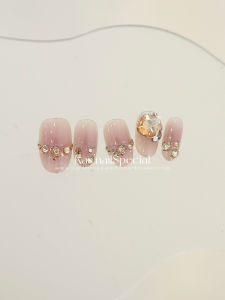 Handmade Short Nail Art Wearable Diamond Gradient Pink New 2025 Japanese Style Pure Nail Stickers Beauty Tools from China
