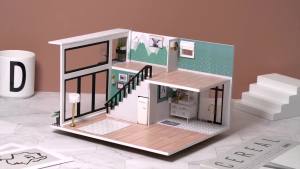 Wooden Mini Doll House DIY Handmade Duplex Apartment Production 3D Puzzle Assembly Building Toys Home for Xmas Birthday Gifts