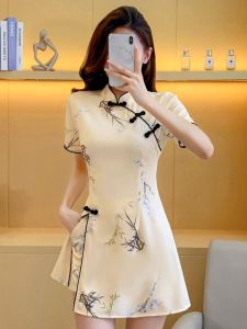 New Chinese Foot Massage Shop Womens Clothing Improved Cheongsam Dress Beauty Salon Work Clothes Foot Massage Technician Business Suit