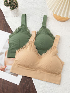 Áo Ngực Cotton Cỡ Lớn Không Dây Mỏng Không Dây Cạp Giữa Kiểu Dáng Chữ V Cho Phụ Nữ Mũ Lớn