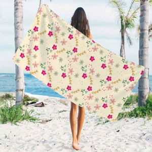 BILIBILI | Cream Tiny Floral Beach Towels Ultra Lightweight Quick Drying Super Absorbent Summer Essential Fast-Drying Towel for Beach