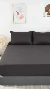Cadar Tilam Plain Premium Fitted Bed sheet Homestay 床单 Single / Super Single / Queen / King Black Hitam Bedsheet (PS)