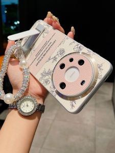 Leather Tea Rose Phone Case for Huawei Mate80 pro New Model Stand Full Cover Lens Protection Lightweight Luxury Small  Style Anti-Fall Shell