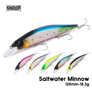 Kingdom Saltwater Floating Minnow Lure 120mm 18.3g Long Casting Jerkbait Freshwater Sinking Artificial Hard Wobbler for Seabass