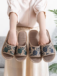 Linen Breathable Slip-resistant Home Slippers Womens Summer Outdoor Wear Soft Bottom Silent Design New 2023 Wing Love