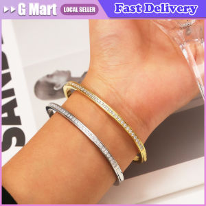 Ins Style Stainless Steel Bracelet Jewelry Inlaid Cubic Zircon Bracelet Bangles for Women Waterproof Trendy Christmas Gift