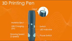 3D Printing Pen Wireless Low Temperature PCL Doodle Arts Craft Drawing Graffiti Education Toy Free Filament Drawing Card